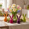 Hasen klein Sitzende Osterhasen Bunt beflockt 13cm 8 St | Floristik24.de