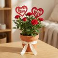 Blumenstecker Herz Rot Holz Dekostecker Love 7cm 12St | Floristik24.de