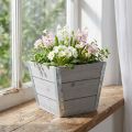 Blumenkasten Holz Übertopf Shabby Chic Grau 19x19x15,5cm | Floristik24.de