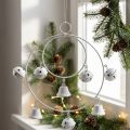 Ring mit Glöckchen, Adventsdeko, Schellenkranz, Metalldeko zum Hängen Weiß H22,5cm B21,5cm | Floristik24.de
