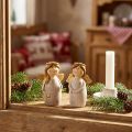 Bezauberndes Engel-Duo aus Keramik in Creme-Weiß mit Goldakzenten – 8.6 cm – Himmlische Dekorationsfiguren – 2 St | Floristik24.de