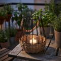 Windlicht mit Henkel und Glas Schwarz Natur Ø18cm H22cm | Floristik24.de
