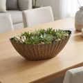 Pflanzschale mit Rillen oval Anthrazit Gold 41,5×16×16cm | Floristik24.de