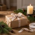Weihnachtsband mit Rentieren Weiß Creme Stabile Kante 15mm 18m | Floristik24.de