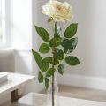 Rose künstlich, Deko-Rose, Seidenblume Cremeweiß, Grün L72cm Ø12cm | Floristik24.de