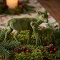 Reh Dekofiguren Weihnachten Grün beflockt Reh mit Kitz im Set H9/5,5cm 4 St | Floristik24.de