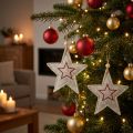 Filzsterne Christbaumschmuck Beige Rot 13cm 6er Set Deko | Floristik24.de
