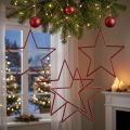 Große Rote Weihnachtsdeko-Sterne mit Glitter zum Aufhängen 24cm 6er Set | Floristik24.de