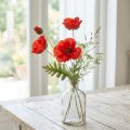 Mohnblume Deko Gartenblume mit 3 Blüten Rot L70cm | Floristik24.de