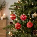 Rote Hängende Pappmaché Weihnachtskugeln 5,5cm 4er Set | Floristik24.de