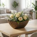 Pflanzschale mit Rillen oval Schiffchen Anthrazit Gold 36cm | Floristik24.de