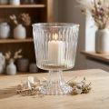 Windlichtglas Pokal geriffelt Glas Deko Ø11,5cm H15cm | Floristik24.de