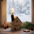 Deko Haus Holz Deko Kerzenhalter Schwarz 10,5×3,5×13cm | Floristik24.de