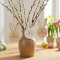 Dekohänger Holz Hasenkopf Natur Weiß Gold 10,5cm 8 St | Floristik24.de