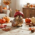 Dekofigur Vogel mit roter Apfel-Mütze Herbstdeko 13cm | Floristik24.de
