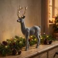 Deko Hirsch Dekofigur Deko-Rentier Beflockt Grau H37cm | Floristik24.de