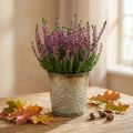 Pflanzgefäß für den Herbst, Metalltopf mit Blattdeko, Übertopf Golden Ø10cm H10cm | Floristik24.de