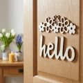 Holzdeko Blumen „Hello“ Natur Dekoschild mit Magnet 18/19,5cm 6St | Floristik24.de