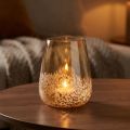 Windlicht Glas Teelichthalter Glas Deko Braun Weiß Ø10cm | Floristik24.de
