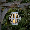 Gartenlaterne Metall Glas Windlicht zum Hängen Weiß Ø18,5cm | Floristik24.de