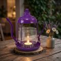 Teelichthalter Glas Windlicht Teekanne Lila Ø15cm H26cm | Floristik24.de