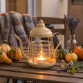 Teelichthalter Glas Windlicht Teekanne Orange Ø15cm H26cm | Floristik24.de