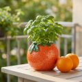Mediterrane Deko Orange Vase Blumentopf Keramik Ø9cm | Floristik24.de