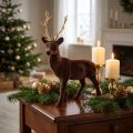 Deko-Hirsch stehend Braun Gold Rentier Weihnachtsdeko 27cm | Floristik24.de