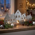 Weihnachtsdeko Häuser, Teelichthalter Metall Silbern 25cm | Floristik24.de