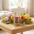 Deko Kerzenhalter Gold Metall Windlicht Glas 12×12×13cm | Floristik24.de