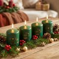 Weihnachtskerzen Grün 4er Set Ø5cm H6cm Advent Deko | Floristik24.de