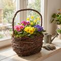 Korb mit Henkel Birke Pflanzkorb mit Folie H28,5cm | Floristik24.de