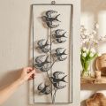 Metalldeko zum Hängen, Schwalben, Wandschmuck Silbern, Weiß gewaschen H47,5cm | Floristik24.de