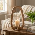 Laterne Holz Glas Windlicht Wohnzimmerdeko Ø12cm H20cm | Floristik24.de