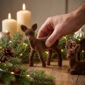 Dekofigur Reh Kitz beflockt Braun Weihnachtsfiguren 10,5cm 6 St | Floristik24.de