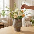 Deko Vase Keramik Übertopf Metallic Braun Graublau 16,5×20,5cm | Floristik24.de