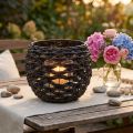 Windlicht geflochten Schwarz, Braun Sommerdeko Ø31cm H25cm | Floristik24.de