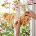 Holzherzen zum Hängen Blumen Natur Pink H18cm 2 St | Floristik24.de