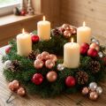 Spiegelbeeren Weihnacht Glas Apricot Silber Ø40mm 32 St | Floristik24.de