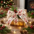 Weihnachtsband mit Santa Baumwollband Creme 40mm 15m | Floristik24.de
