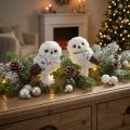 Schneeeule Deko Figur Eulen Paar Weiß Braun H12cm 2St | Floristik24.de