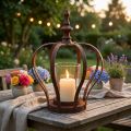 Windlicht Krone Braun Rost Mit Kerzenglas Ø14cm H18cm | Floristik24.de