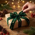 Geschenkband, Weihnachtsband, Samtband Grün Merry Christmas 25mm 20m | Floristik24.de