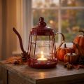 Teelichthalter Glas Windlicht Teekanne Rot Ø15cm H26cm | Floristik24.de