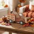 Tischdeko Herbst Kürbis Deko Lieferwagen Holz 20×7,5×12,5cm | Floristik24.de