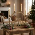 Stabkerzenhalter Weihnachten Häuserreihe Antik Gold 36×32cm | Floristik24.de