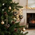 Dekohänger Holz Holzherzen Deko Natur Schwarz Gold 6cm 8 St | Floristik24.de