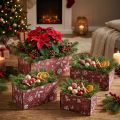Blumenkasten Weihnachten Vintage Pflanzkasten Holz Rot 24-40cm 4er-Set | Floristik24.de