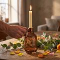 Kerzenständer Glas Stabkerze Braun Glas Deko H22cm | Floristik24.de