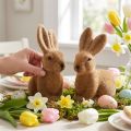 Dekohase beflockt Braun Osterhasen Deko 15cm 4 St | Floristik24.de